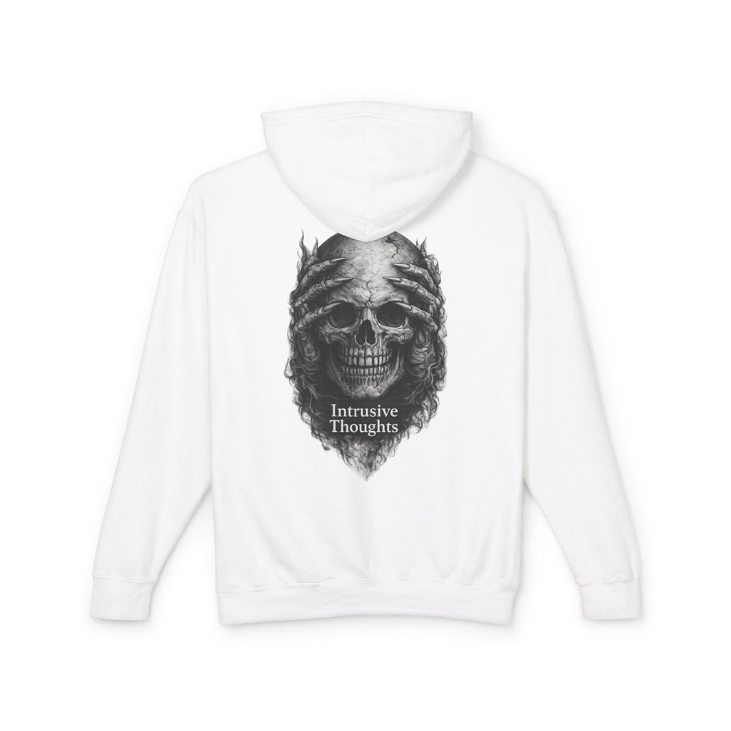 Intrusive Thoughts Skull Hoodie — Back Graphic Statement