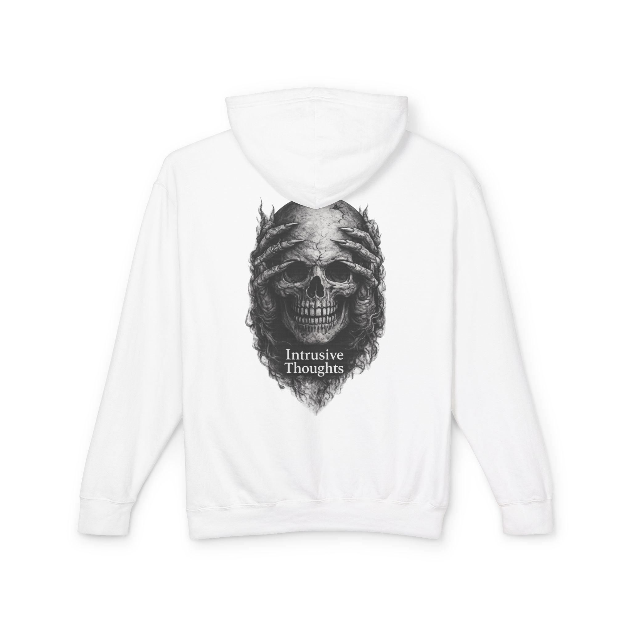 Intrusive Thoughts Skull Hoodie — Back Graphic Statement