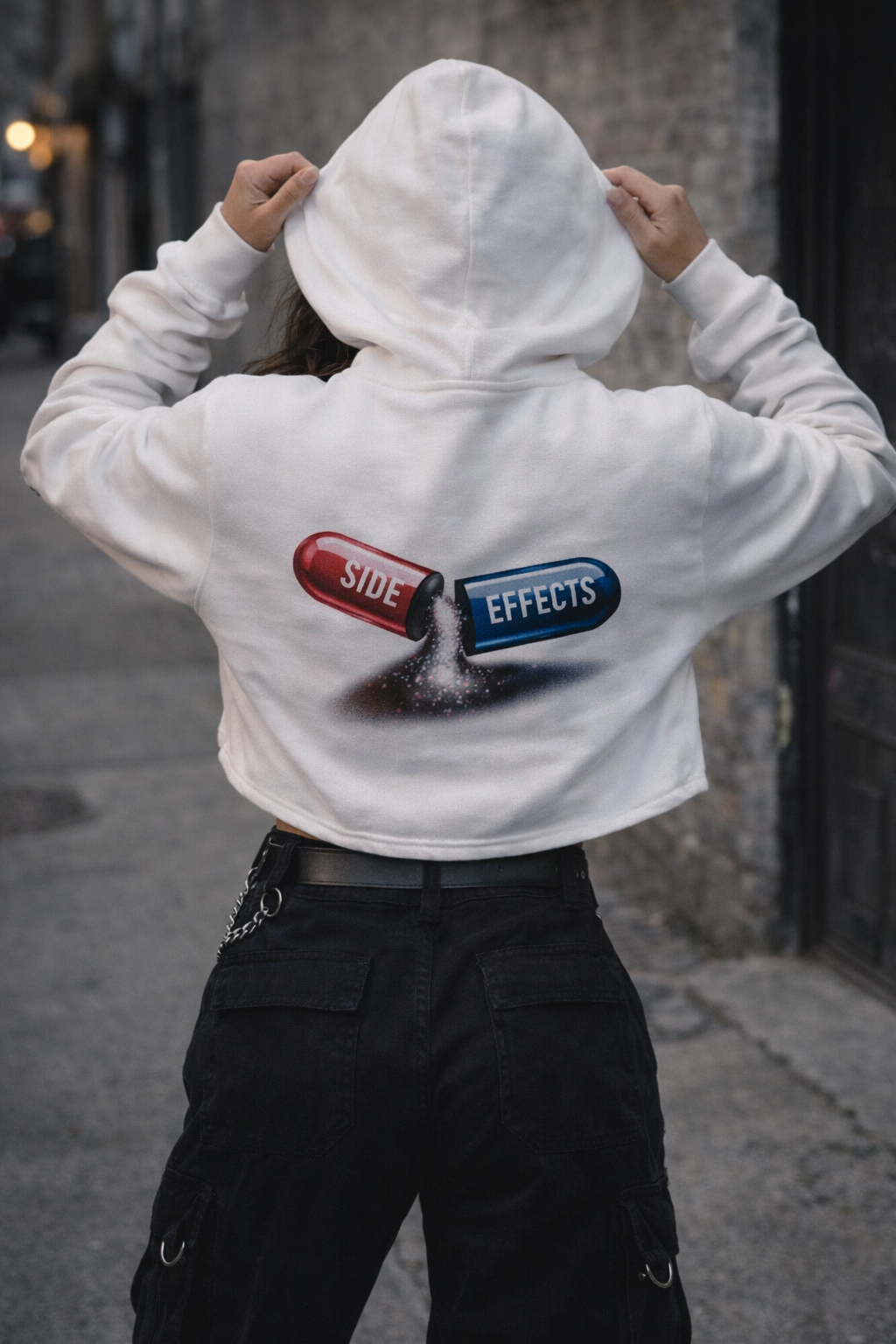 Not a Role Model - white Cropped Hoodie