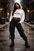 Not a Role Model - white Cropped Hoodie
