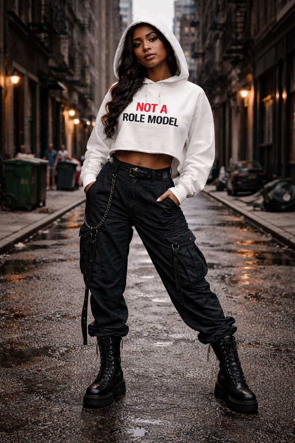 Not a Role Model - white Cropped Hoodie