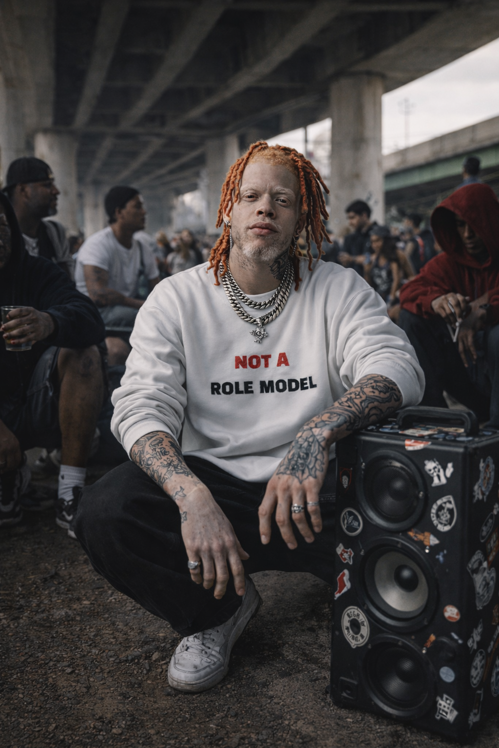 Not A Role Model — Embroidered white Sweatshirt