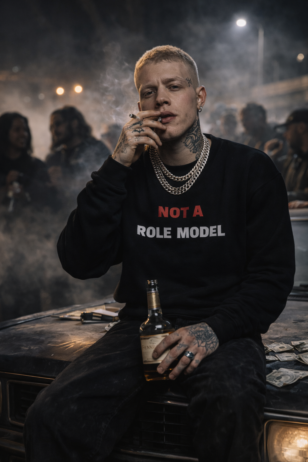 Not A Role Model — Embroidered Black Sweatshirt