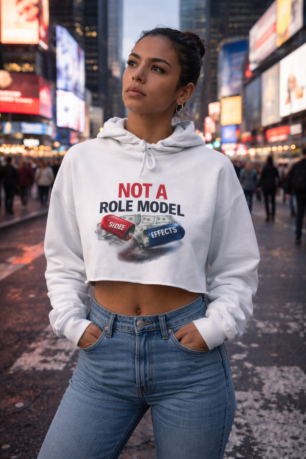 Not A Role Model Crop Hoodie — Side Effects Statement