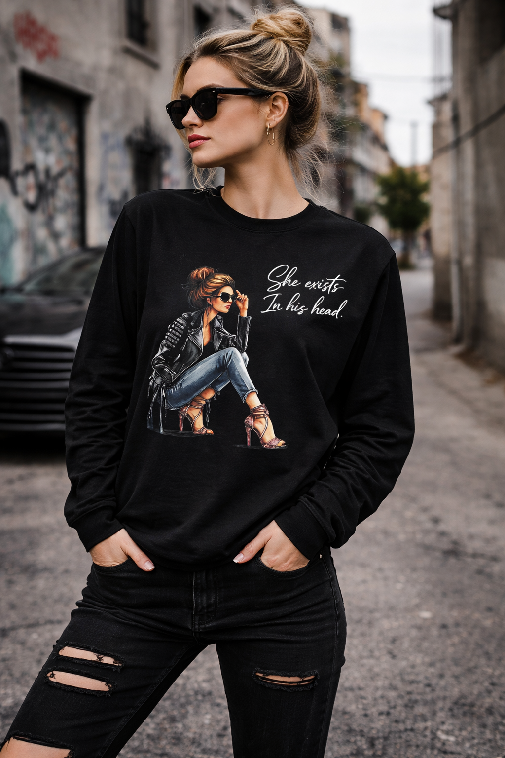 She Exists In His Head | Long Sleeve T-Shirt