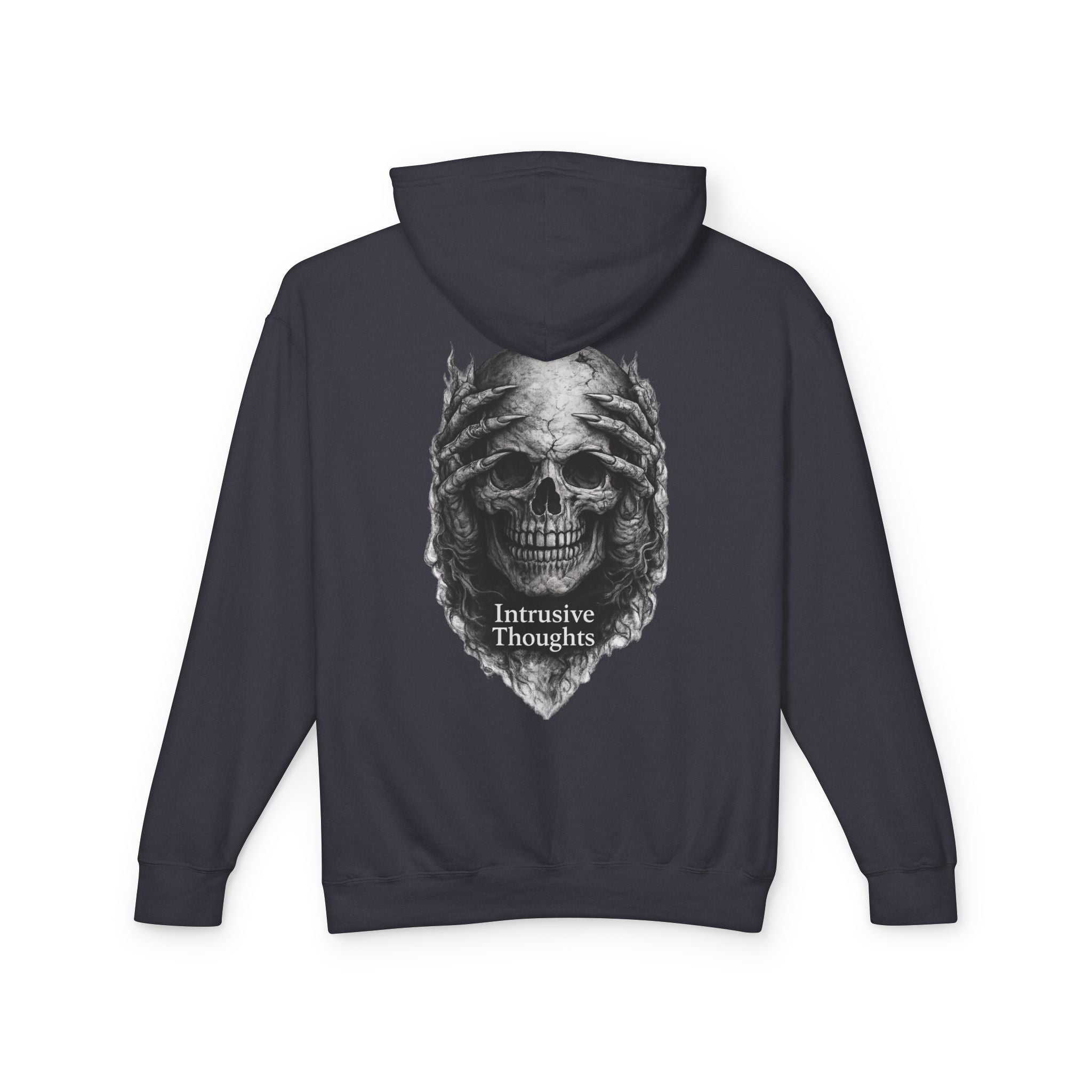 Intrusive Thoughts Skull Hoodie — Back Graphic Statement