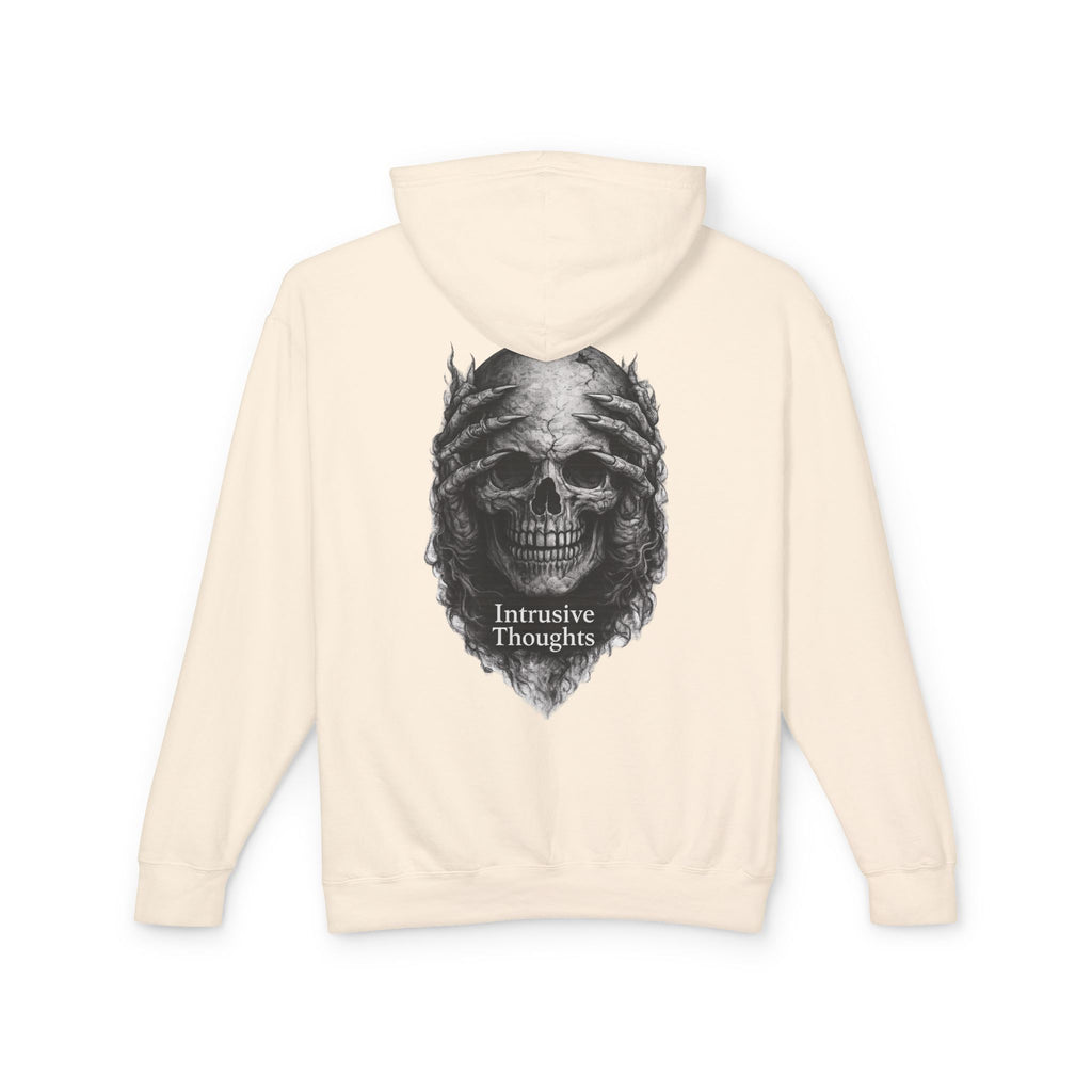 Intrusive Thoughts Skull Hoodie — Back Graphic Statement