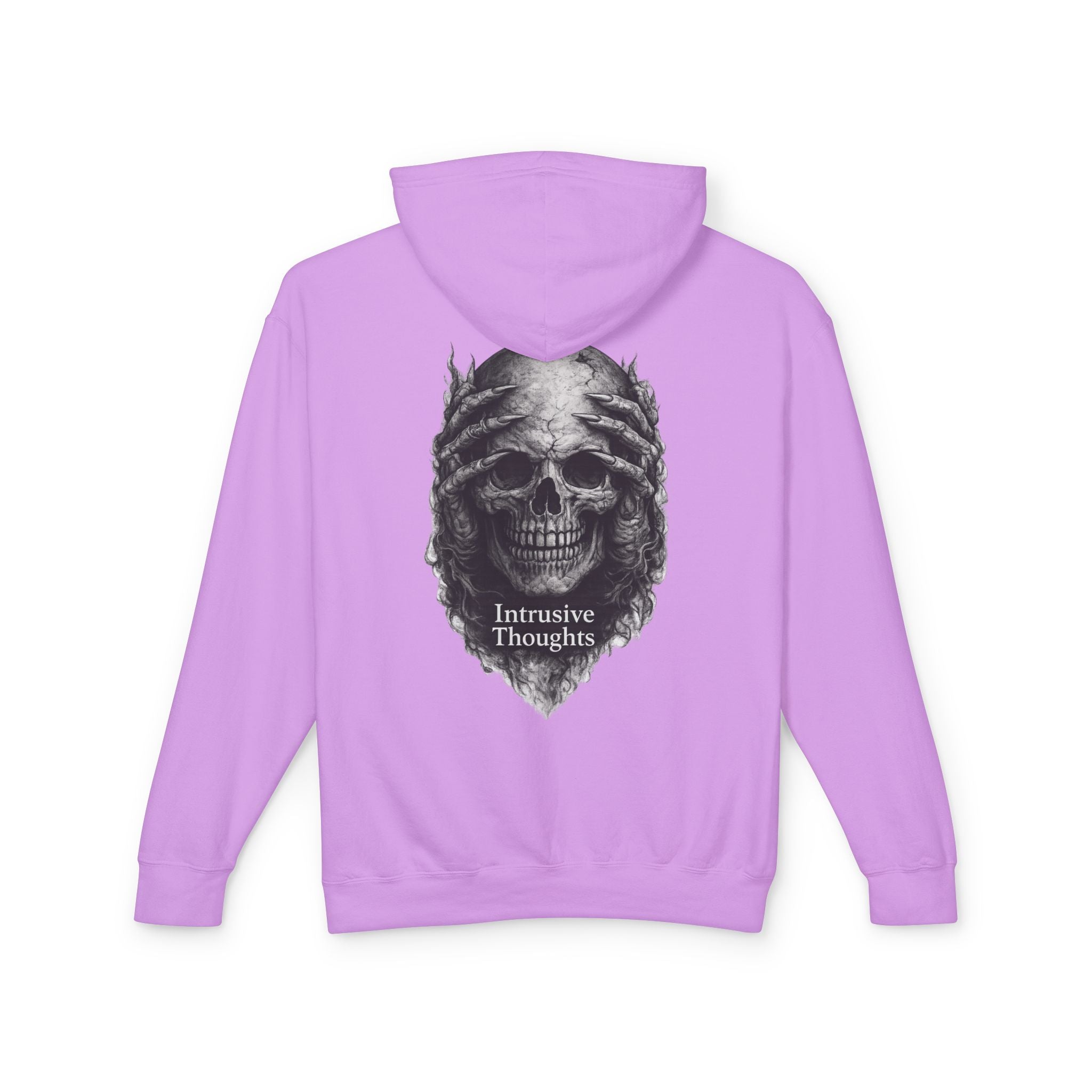 Intrusive Thoughts Skull Hoodie — Back Graphic Statement