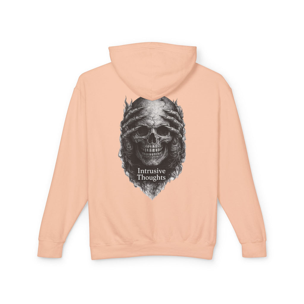 Intrusive Thoughts Skull Hoodie — Back Graphic Statement