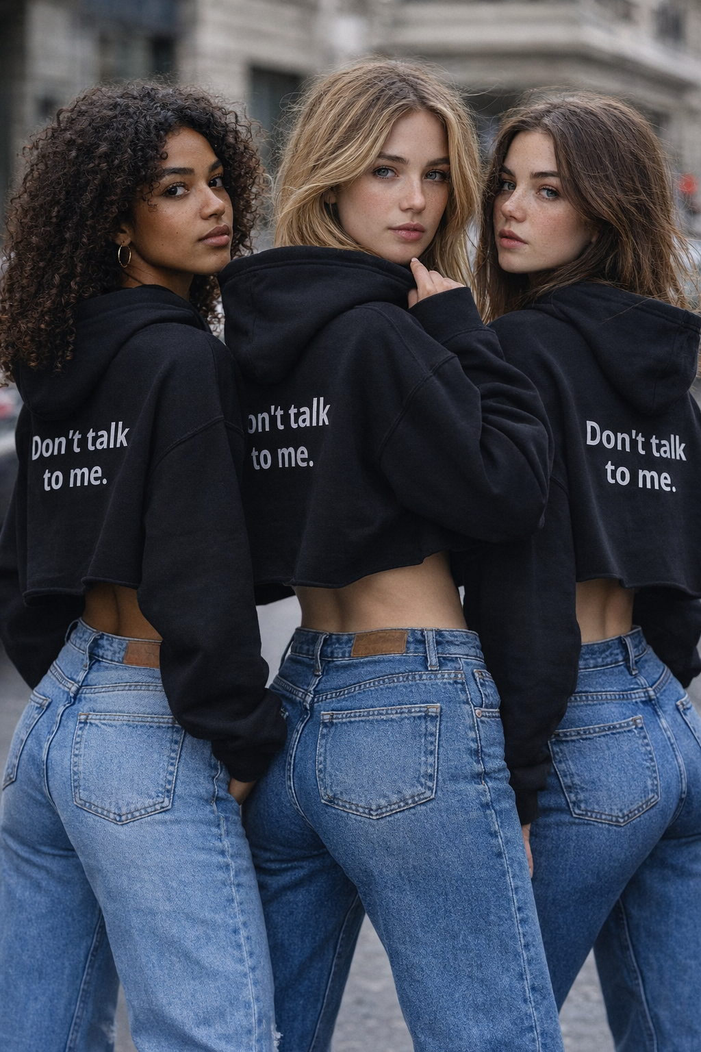 Don't talk to me - Black Crop Hoodie