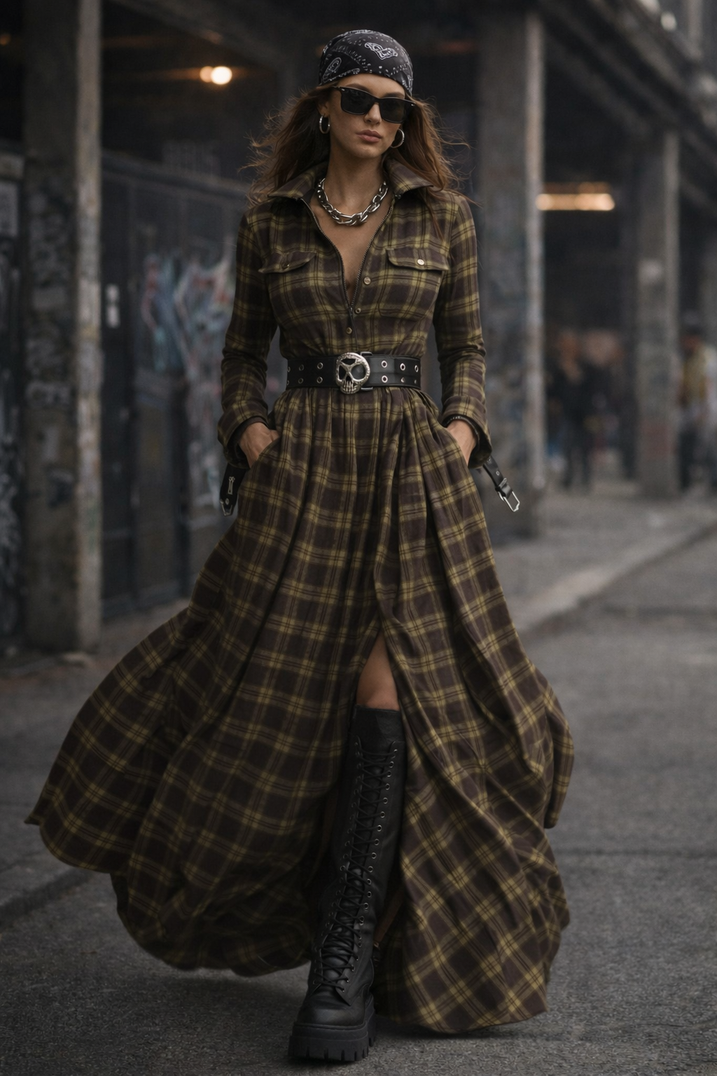 Intrusive Thoughts — Presence Without Words Plaid Dress