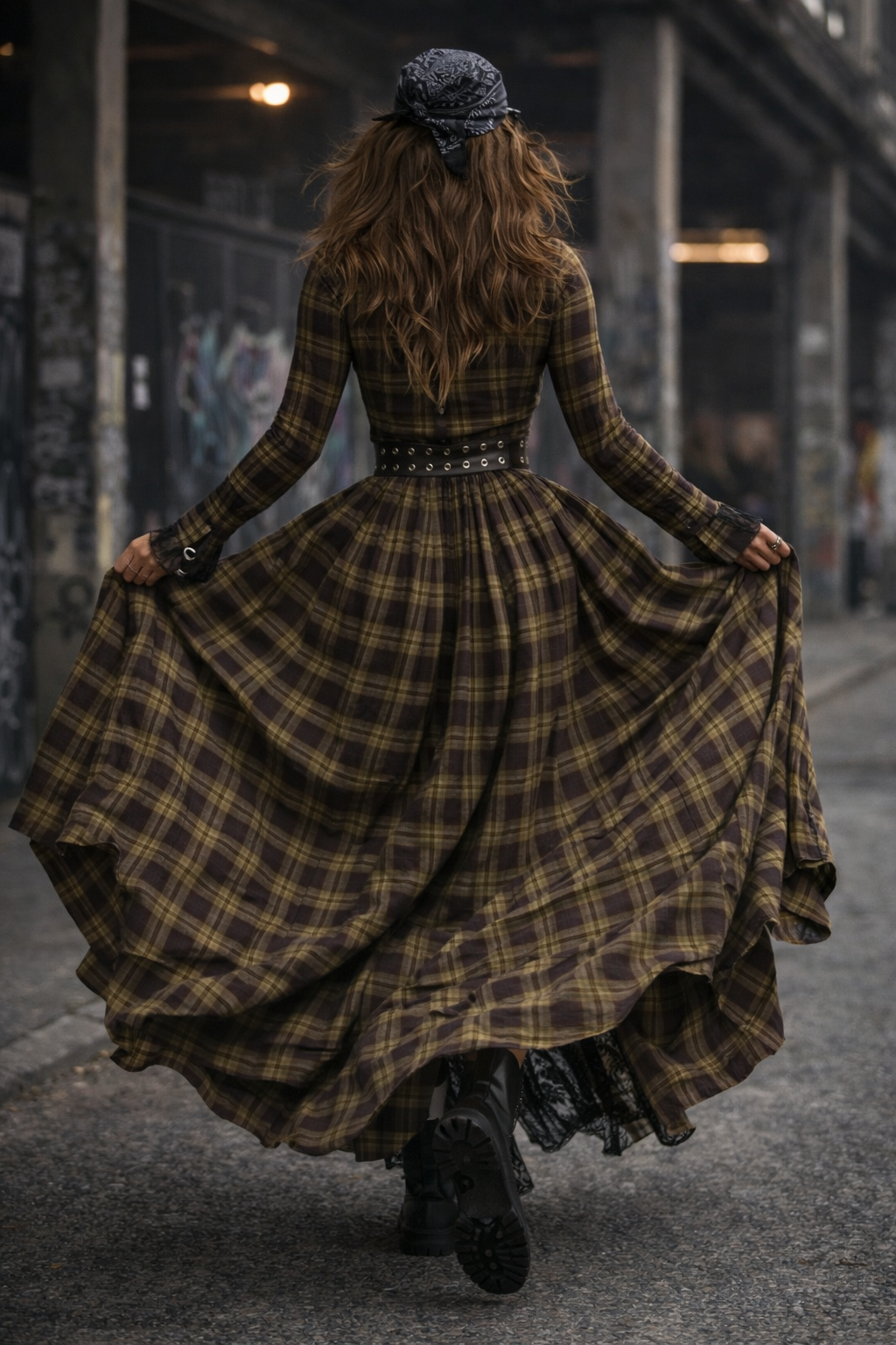 Intrusive Thoughts — Presence Without Words Plaid Dress