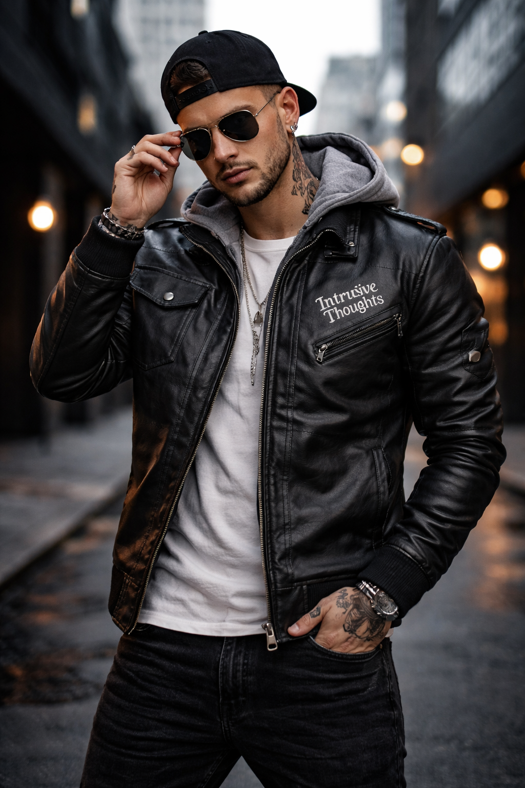 Intrusive Thoughts — Zip Leather Jacket