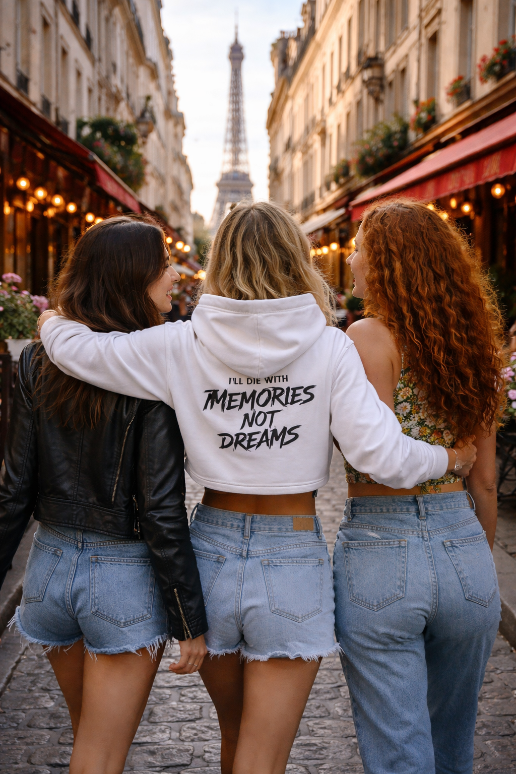 Intrusive Thoughts - "Memories not Dreams" White Cropped Hoddie