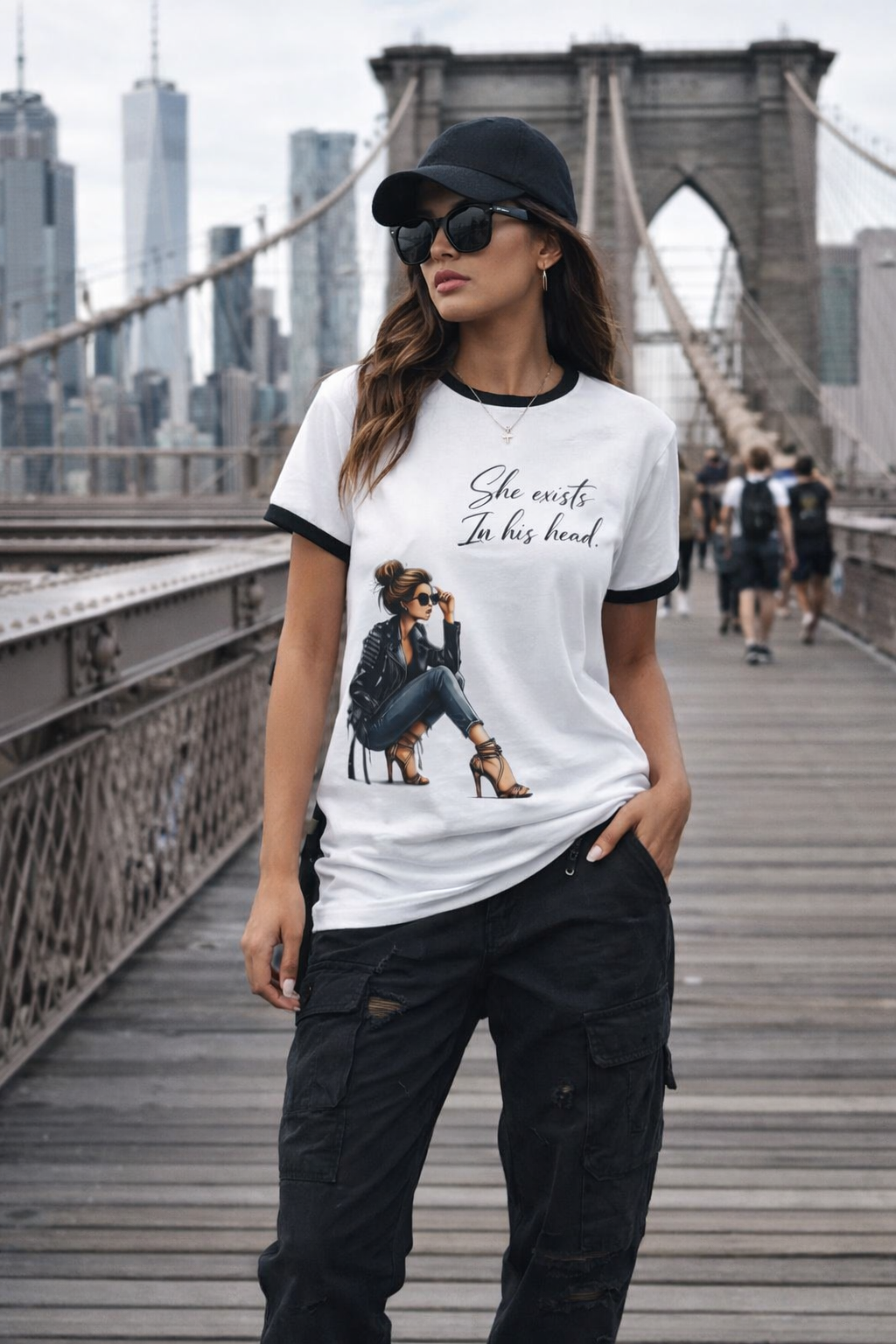 She Exists In His Head – Ringer T-Shirt