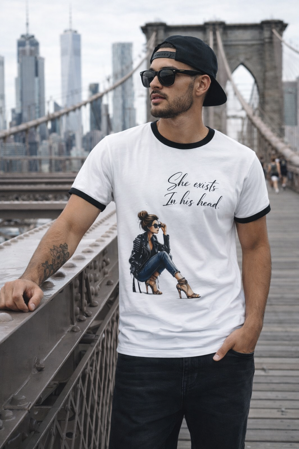 She Exists In His Head – Ringer T-Shirt